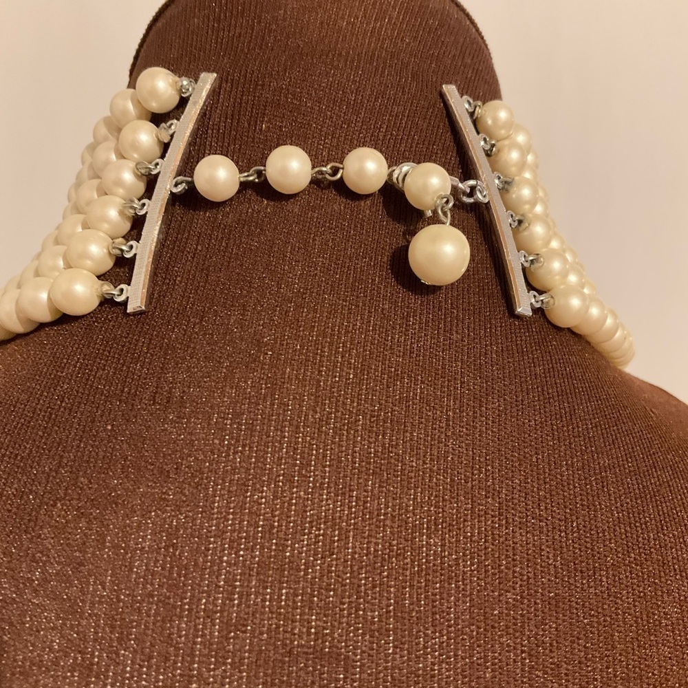 Vintage Pearl Necklace 6 Strands Cream Knotted 4mm - 12mm beads 13+” Length - Picture 6 of 7